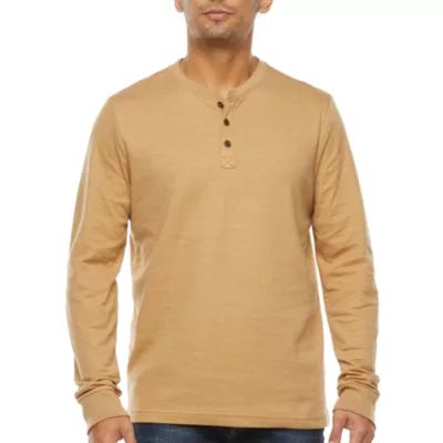 St. John's Bay Super Soft Double Knit Mens Long Sleeve Classic Fit Henley Shirt