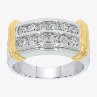 Mens 1 CT. T.W. Natural White Diamond 14K Gold Over Silver Sterling Fashion Ring