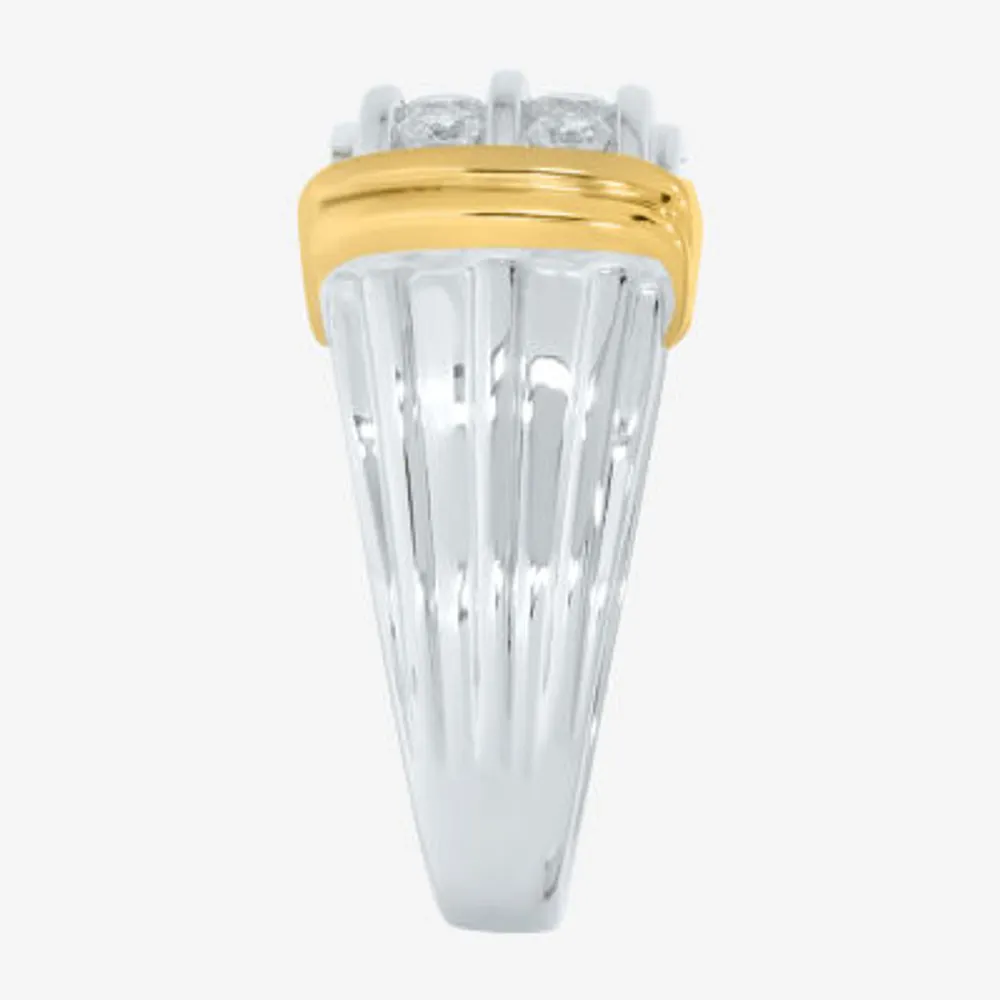 Mens 1 CT. T.W. Natural White Diamond 14K Gold Over Silver Sterling Fashion Ring