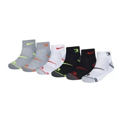 Nike 3BRAND by Russell Wilson Big Kid Boys Multi-Pack 6 Pair Quarter Ankle Socks