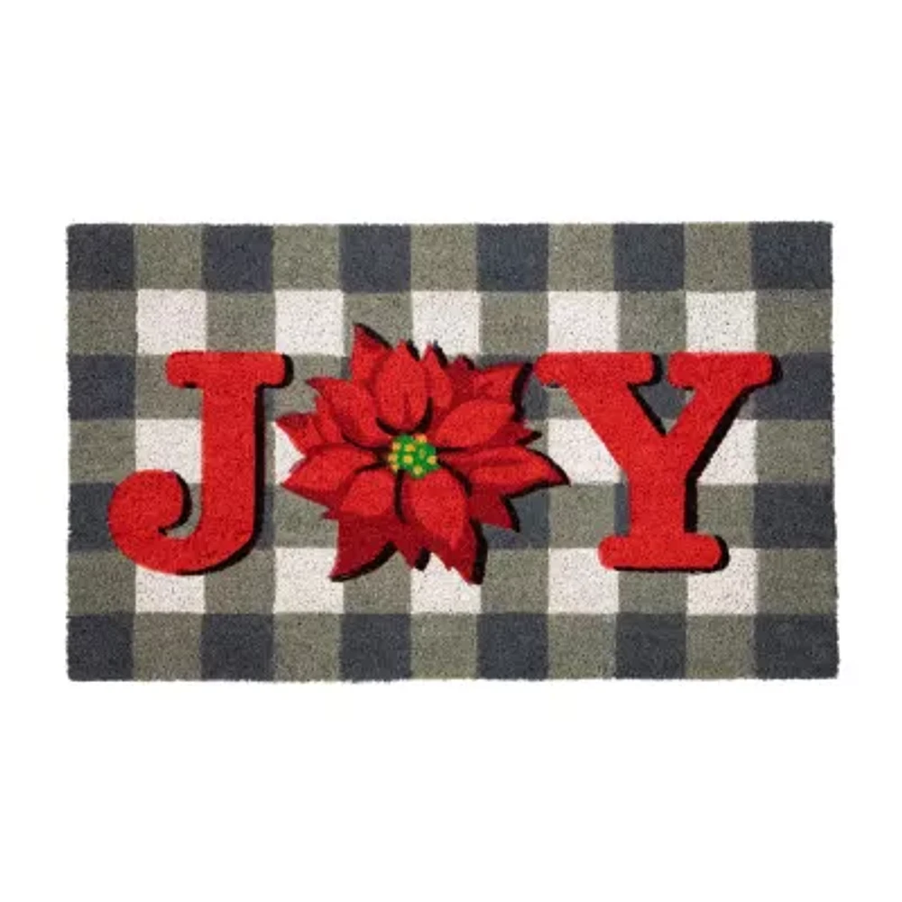 Northlight Poinsettia Coir Indoor Rectangular Doormat
