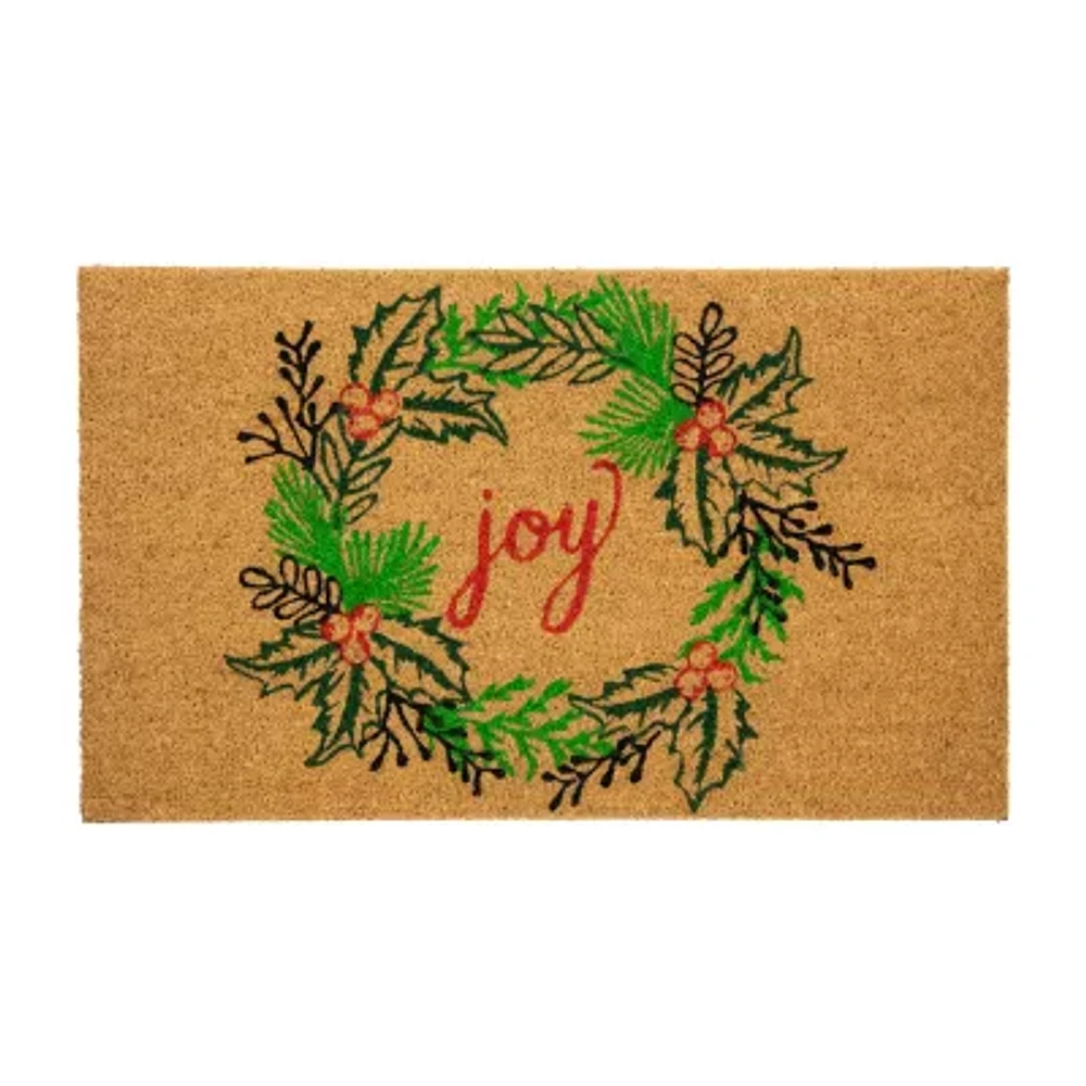 Northlight Coir Joy Wreath Indoor Rectangular Doormat