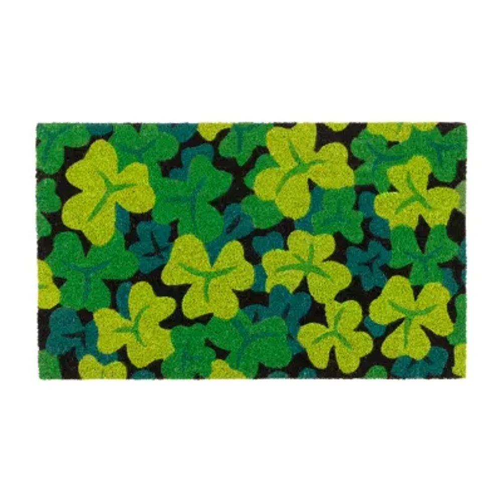 Northlight Coir Green Shamrock Outdoor Rectangular Doormat