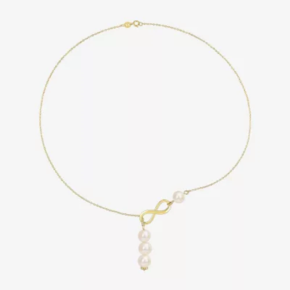 Womens White 18K Gold Over Silver 18 Inch Y Necklace