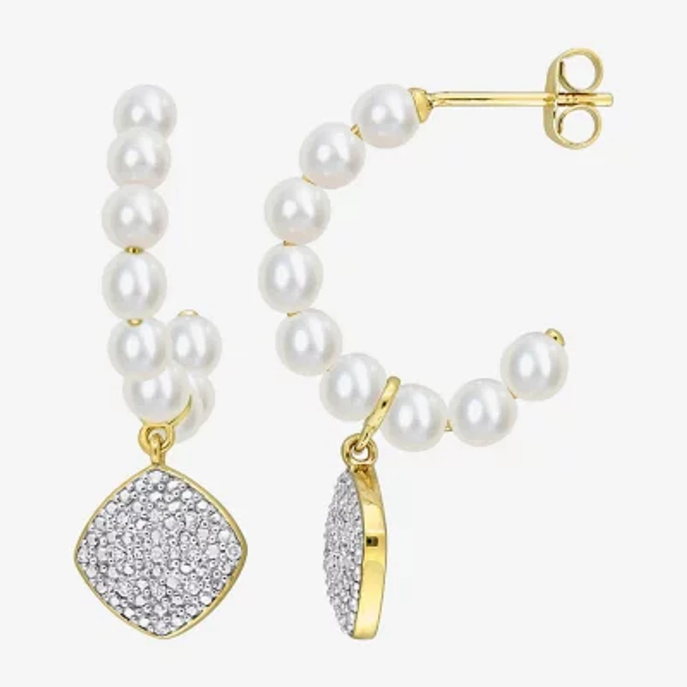 Womens 1/10 CT. T.W. White Cultured Freshwater Pearl 10K Gold Drop Earrings