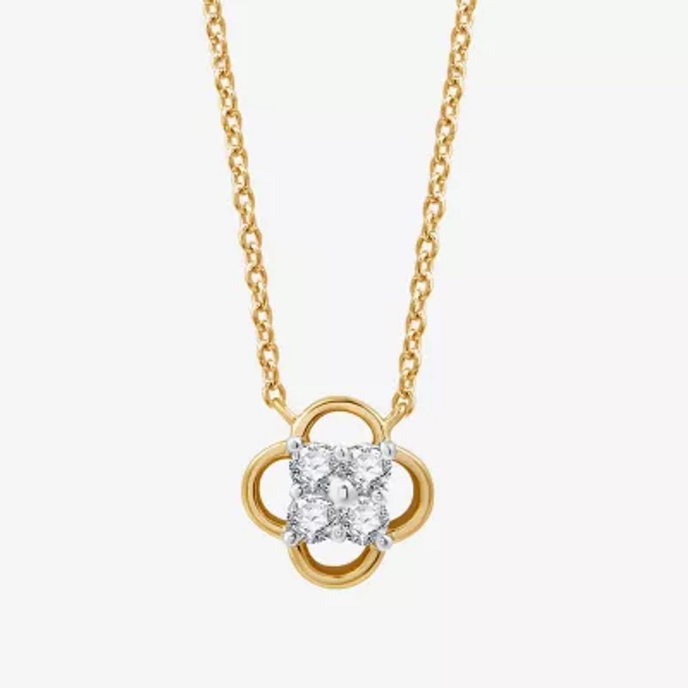 Womens 1/6 CT. T.W. Lab Grown White Diamond 10K Gold 17 Inch Pendant Necklace