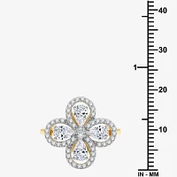 Womens 1 1/5 CT. T.W. Lab Grown White Diamond 10K Gold Flower Cocktail Ring