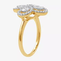 Womens 1 1/5 CT. T.W. Lab Grown White Diamond 10K Gold Flower Cocktail Ring