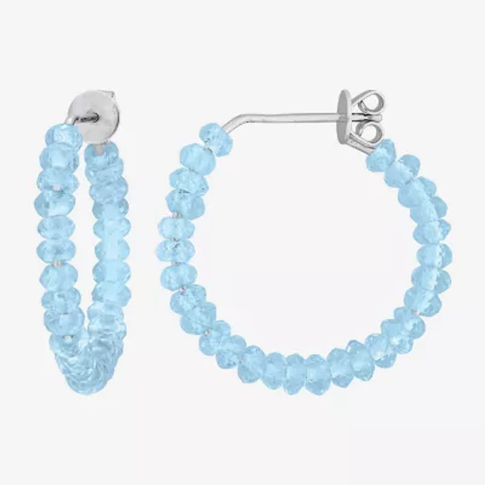 Womens Genuine Topaz Sterling Silver 26mm Hoop Earrings