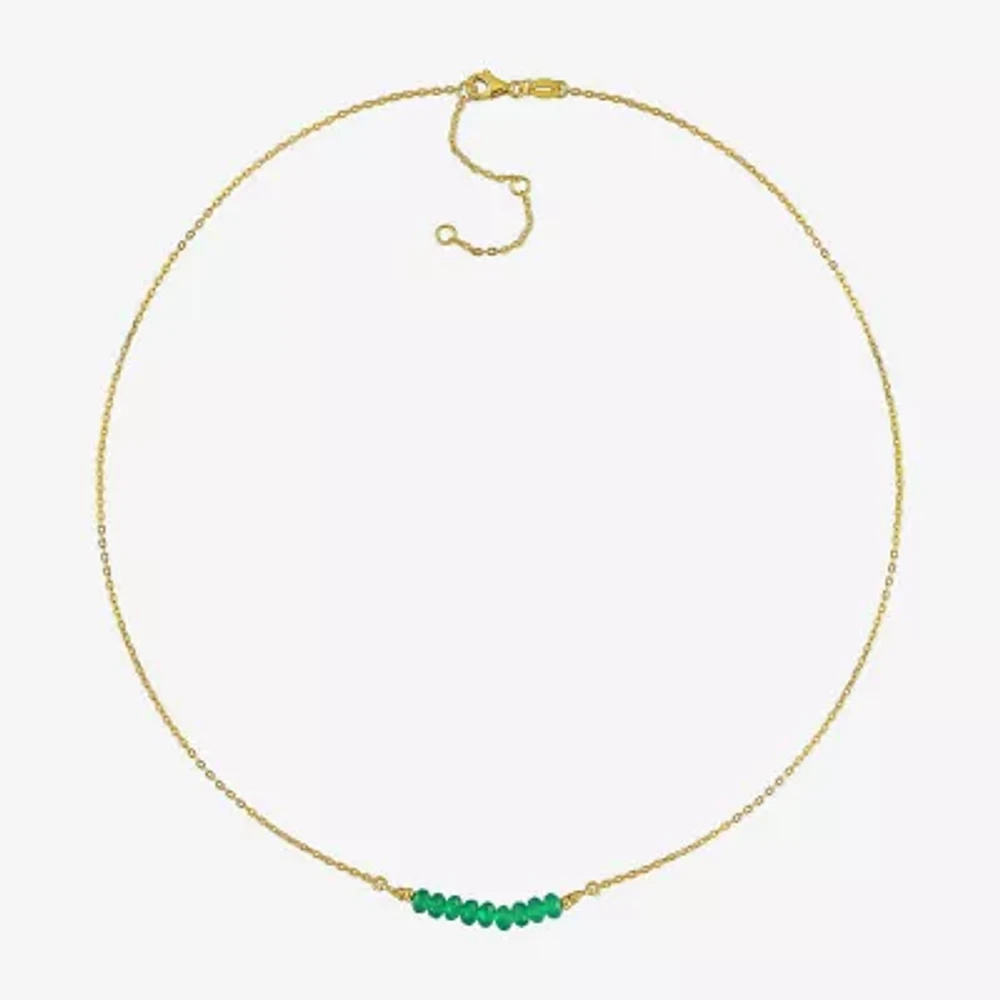 Womens Green Onyx 18K Gold Over Silver 16 1/2 Inch Beaded Necklace