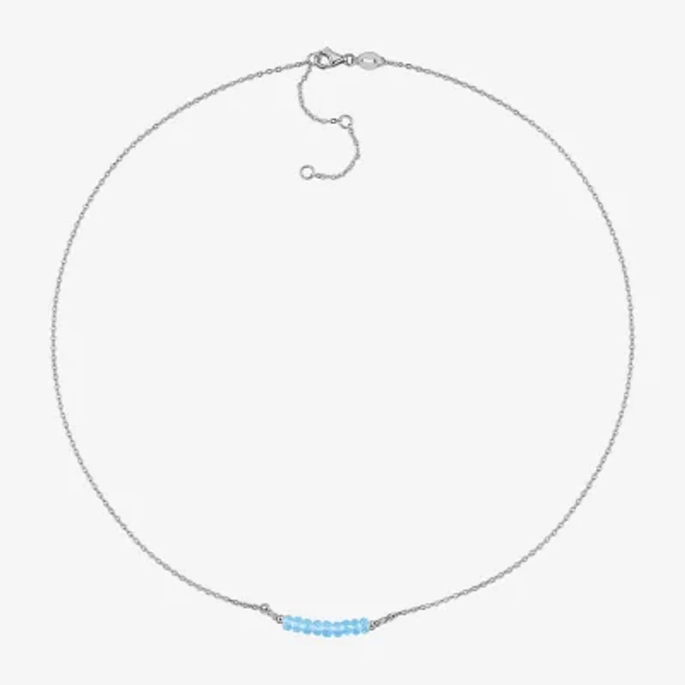 Womens Topaz Sterling Silver 16 1/2 Inch Beaded Necklace