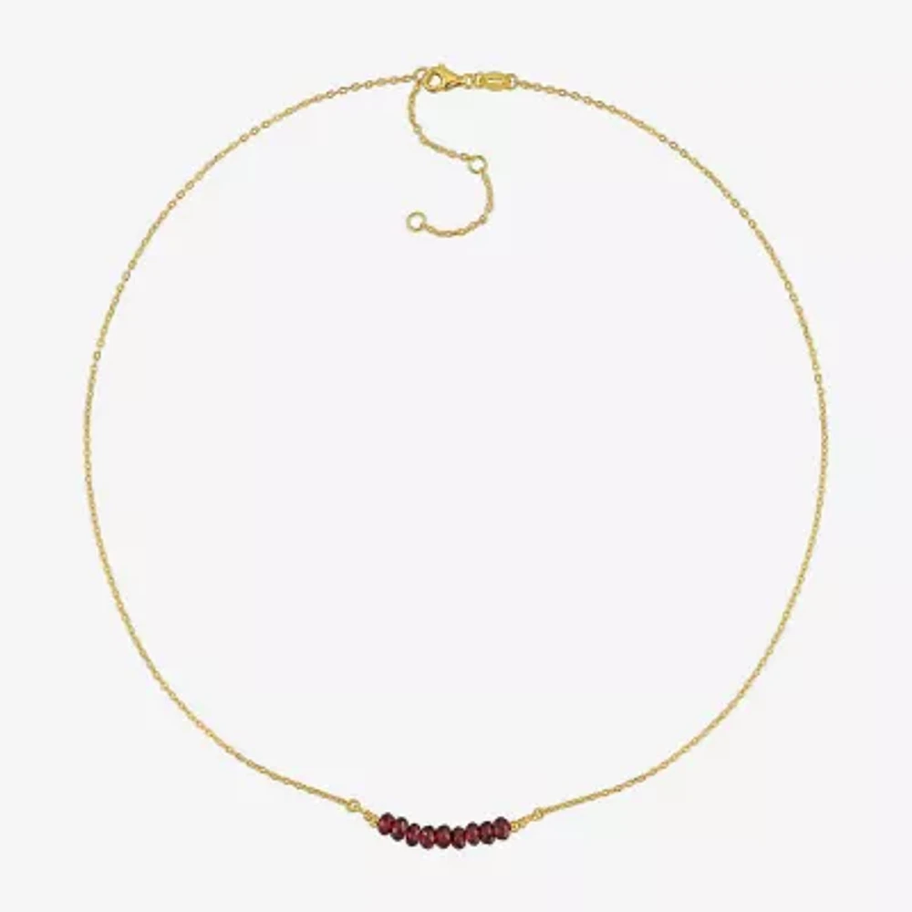Womens Red Garnet 18K Gold Over Silver 16 1/2 Inch Beaded Necklace