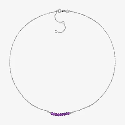 Womens Purple Amethyst Sterling Silver 16 1/2 Inch Beaded Necklace