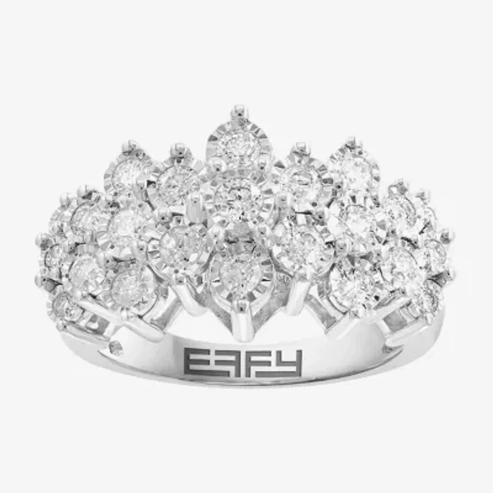 Effy (G / Si1) Womens 1 CT. T.W. Lab Grown White Diamond Sterling Silver Cocktail Ring