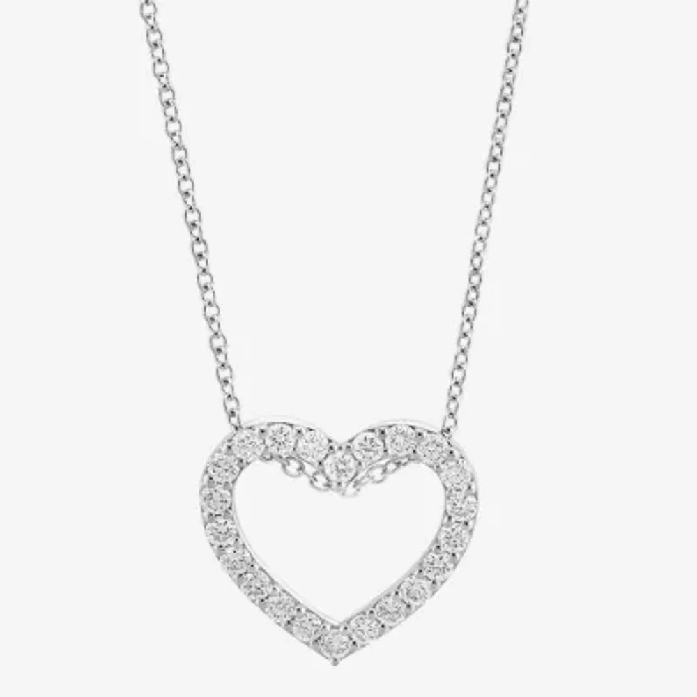 Effy (E-F / Vs2-Si1) Womens 1/2 CT. T.W. Lab Grown White Diamond Sterling Silver Heart 16 Inch Pendant Necklace