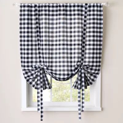 Sweet Home Collection Buffalo Check Plaid Gingham Light-Filtering Rod Pocket Single Tie-Up Shade