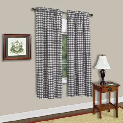 Sweet Home Collection Buffalo Check Rod Pocket Light-Filtering Single Curtain Panel