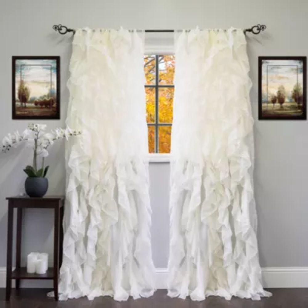Sweet Home Collection Ruffled Rod Pocket Sheer Single Curtain Panel