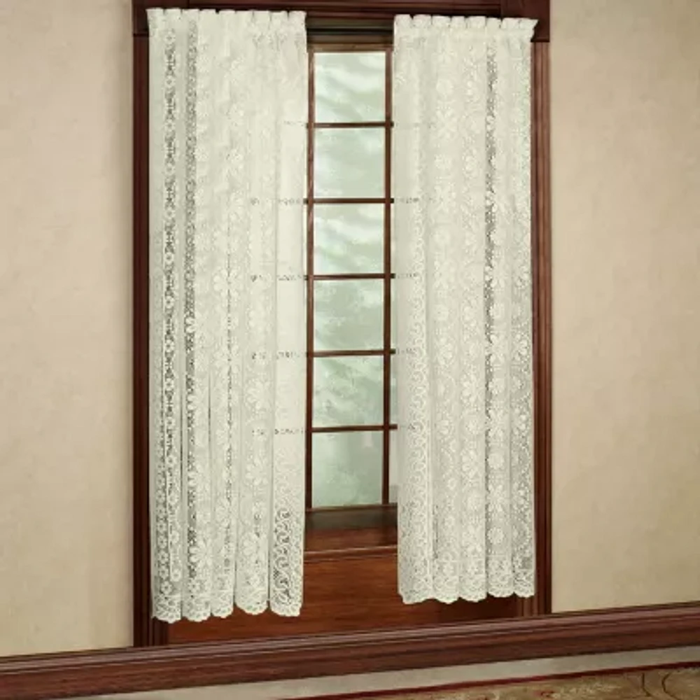 Sweet Home Collection Old World Style Floral Rod Pocket Sheer Single Curtain Panel