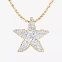 Starfish (G-H / Si1-Si2) Womens 1/2 CT. T.W. Lab Grown White Diamond 10K Gold Star 18 Inch Pendant Necklace