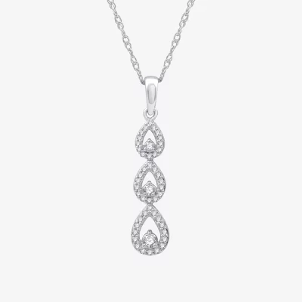 Womens 1/4 CT. T.W. Lab Grown White Diamond Sterling Silver Pear 18 Inch Pendant Necklace