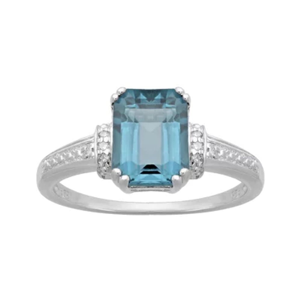 Genuine Topaz and Diamond-Accent 10K White Gold Ring