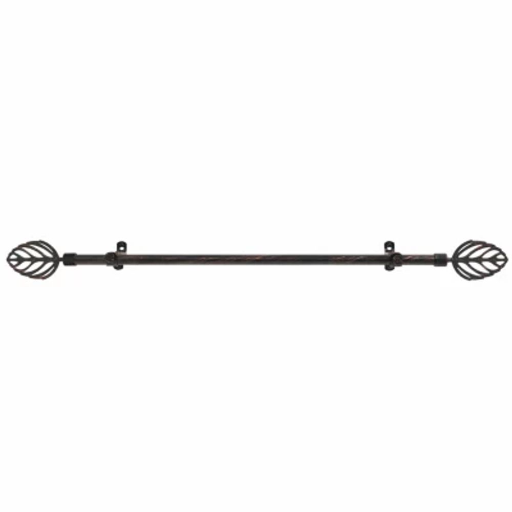 Metallo ¾in Adjustable Curtain Rod with Leaf Finial