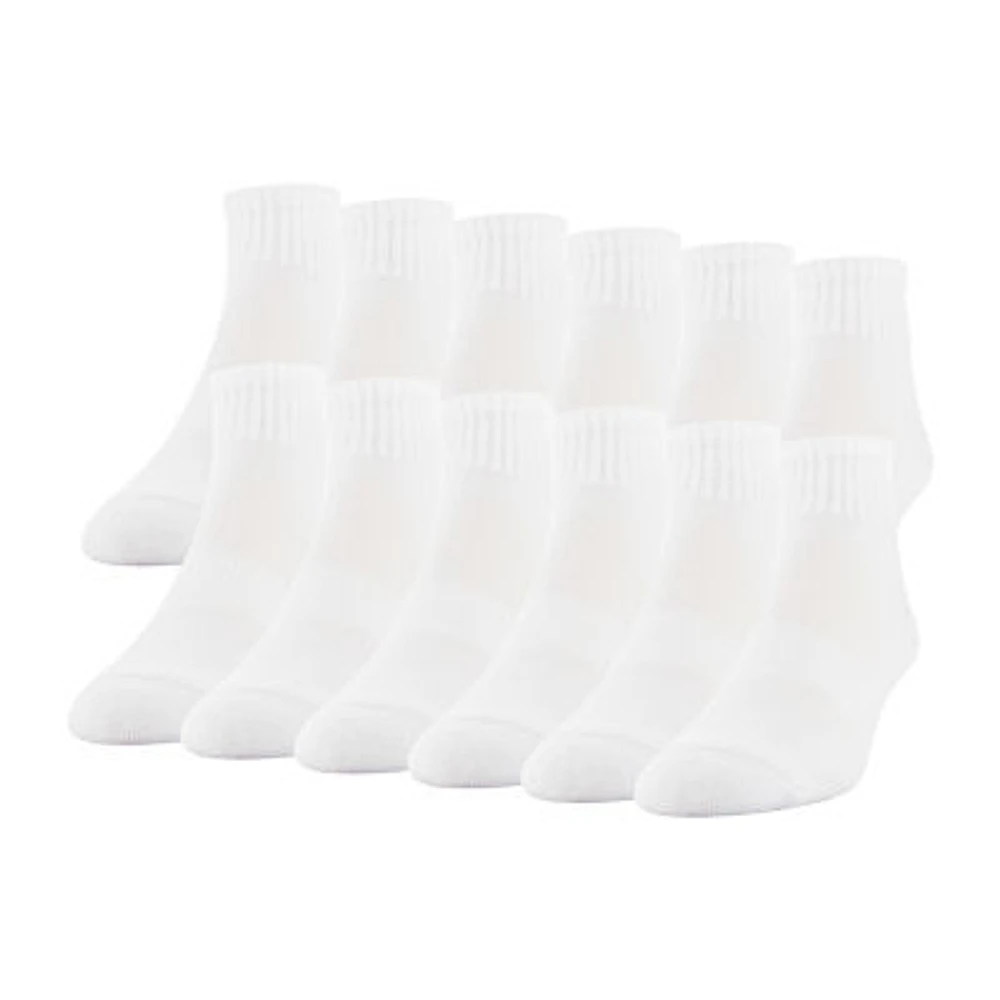 Gildan 12 Pair Quarter Ankle Socks Mens