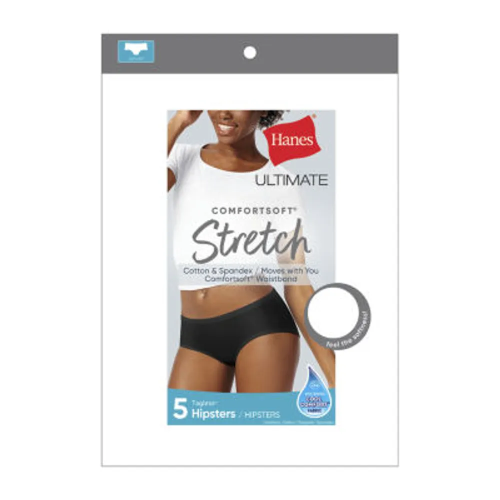 Hanes Cotton Stretch With Comfort Soft Womens 5 Pack Cooling Multi-Pack Hipster Panty 41w5cs