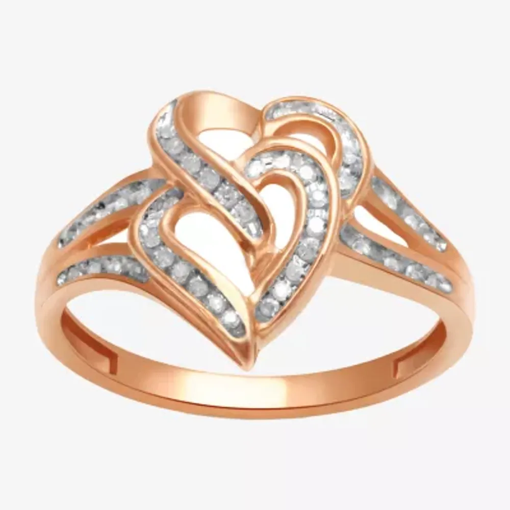 1/8 CT. T. W. Diamond 10K Yellow or Rose Gold Double-Heart Ring