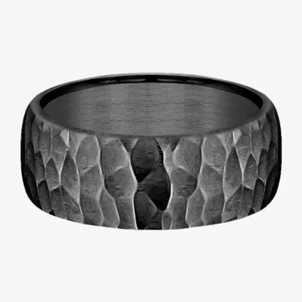 Hammered Mens 8MM Tantalum Wedding Band