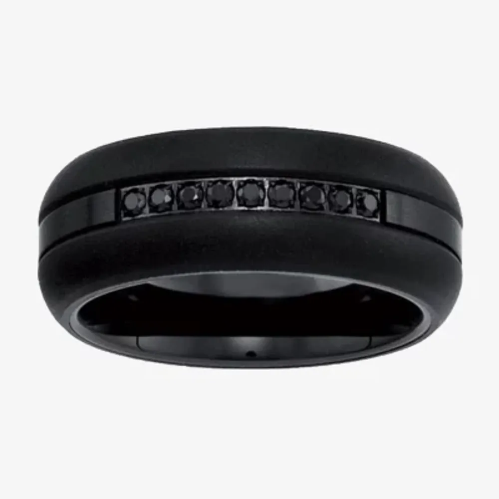 Mens 8MM 1/5 CT. Natural Black Diamond Tungsten Wedding Band