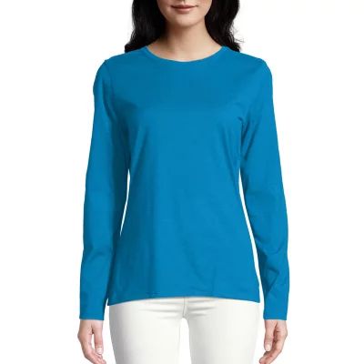 Hanes Womens Crew Neck Long Sleeve Active T-Shirt