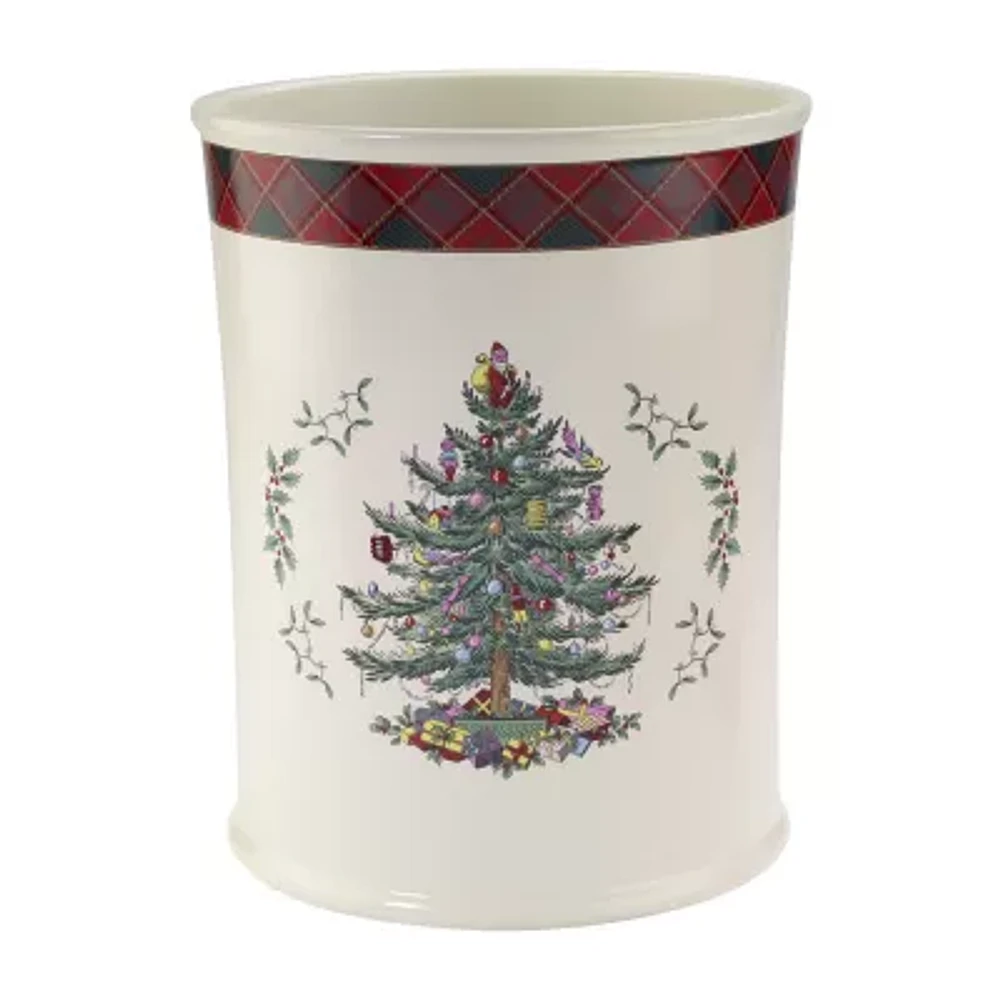 Spode Christmas Tree Tartan Trash Can