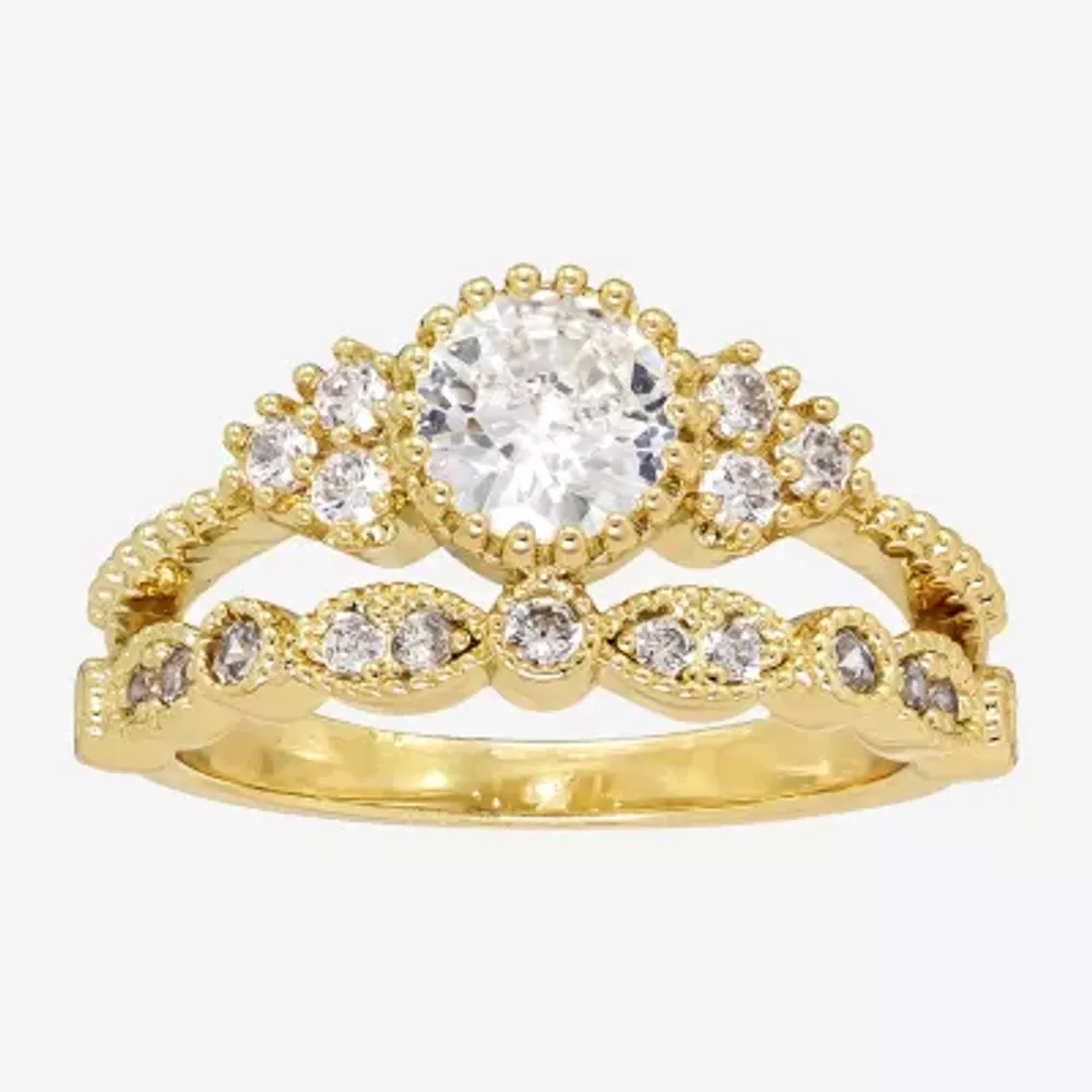 Sparkle Allure Womens Cubic Zirconia Pure Silver Over Brass Moon Bridal Set