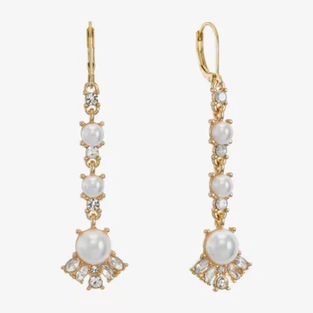 Monet Jewelry Linear Womens Simulated Pearl Drop Earrings