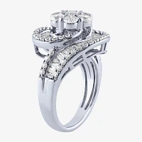 Diamond Blossom (G / Si2) Womens 2 CT. T.W. Lab Grown White 10K Gold Cluster Side Stone Cocktail Ring