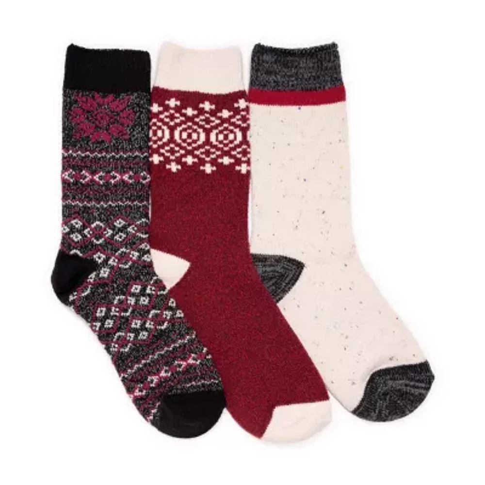 Muk Luks Microfiber Womens Multi-Pack 3 Pair Boot Socks