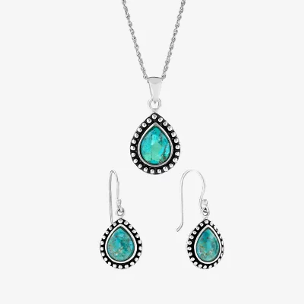 Womens Blue Turquoise Sterling Silver 2-pc. Jewelry Set