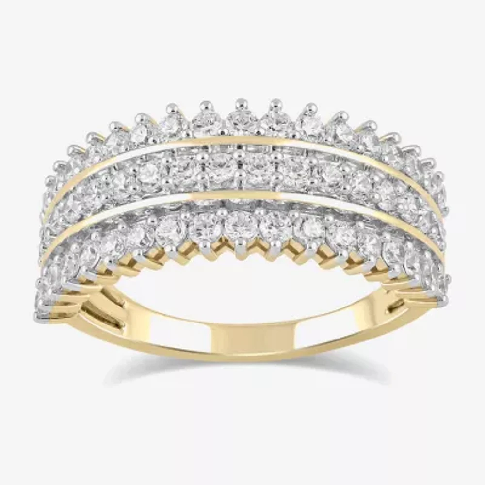 (H / I1-I2) Womens 1 CT. T.W. Lab Grown White Diamond 14K Gold Over Silver Cocktail Ring