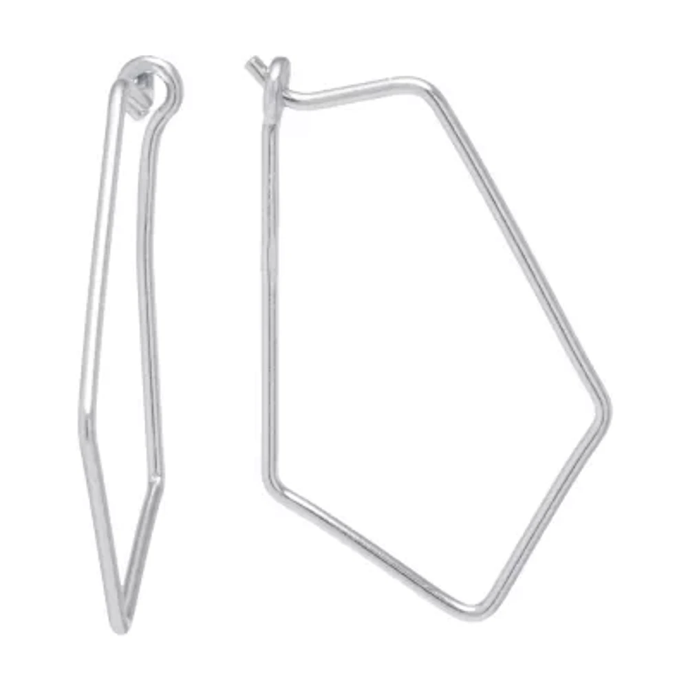 Silver Treasures Womens Sterling Silver 40mm Hoop Earrings