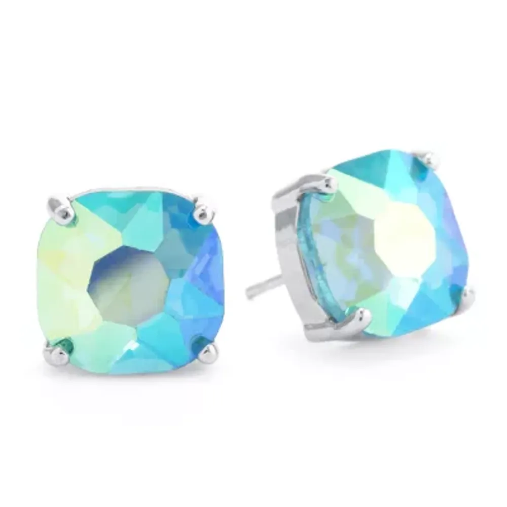 Sparkle Allure Blue Crystal 12mm Square Stud Earrings