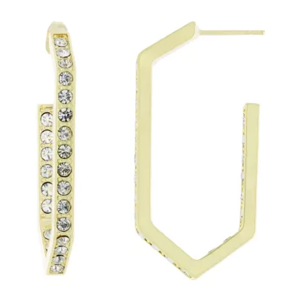 Sparkle Allure Womens Crystal 14K Gold Over Brass 40mm Hoop Earrings