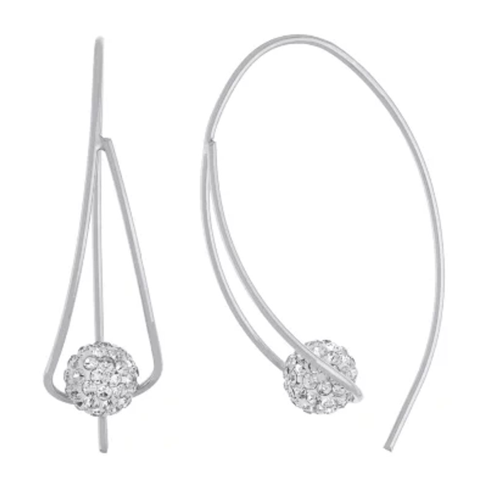 Sparkle Allure Threader Womens Crystal 40mm Hoop Earrings