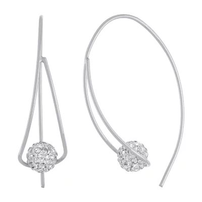 Sparkle Allure Threader Womens Crystal 40mm Hoop Earrings