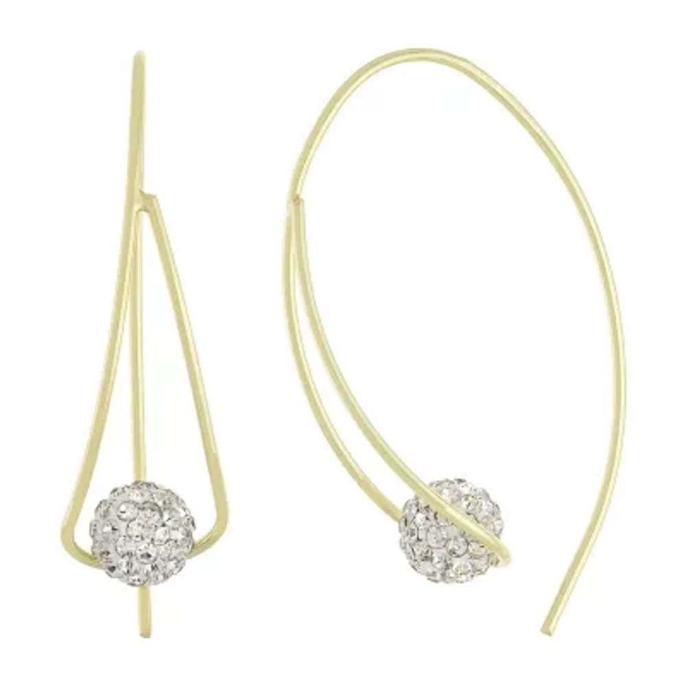 Sparkle Allure Womens Crystal 14K Gold Over Brass 40mm Hoop Earrings