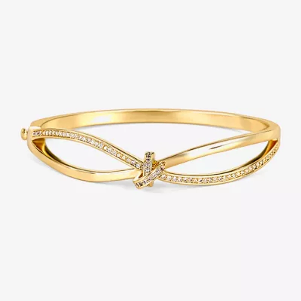 Sparkle Allure Womens Cubic Zirconia 18K Gold Over Brass Knot Bangle Bracelet
