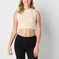 Forever 21 Rhinestone Sweater Vest Womens Crew Neck Sleeveless Juniors Crop Top