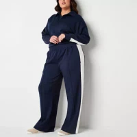 Stylus Womens Wide Leg High Rise Regular Fit Plus Track Pant