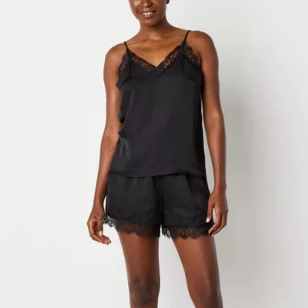 Ambrielle Womens Satin V-Neck Sleeveless 2-pc. Pajama Sets
